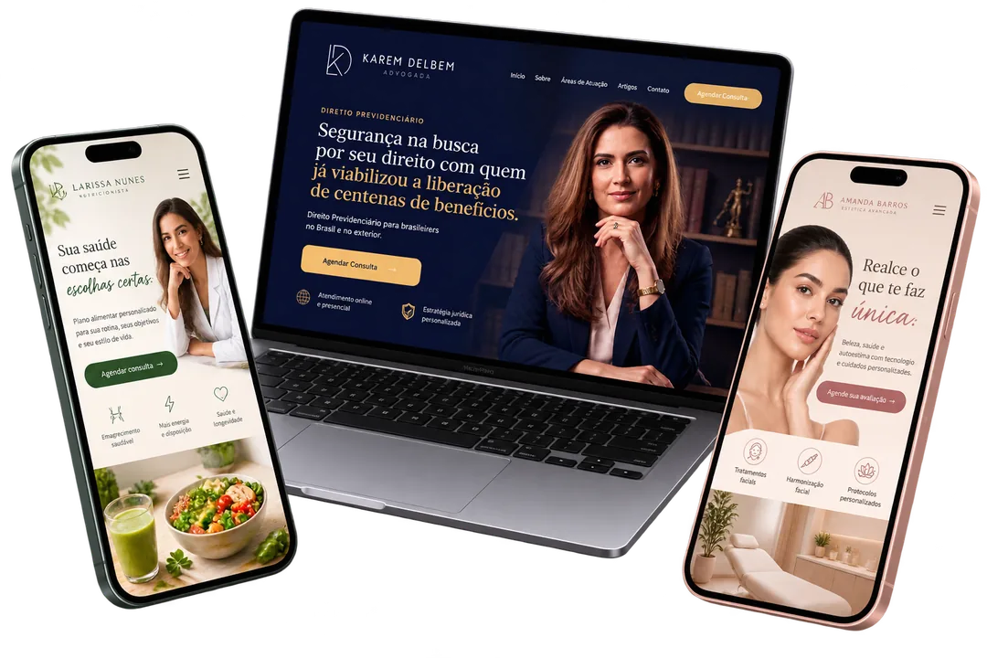 Site institucional da Karem Delbem apresentado em um notebook